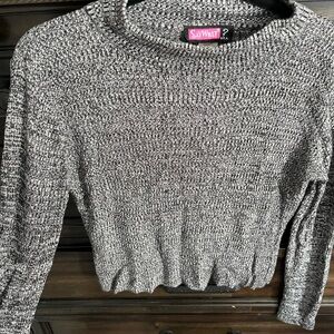 Say What? Women's Charcoal and Light Gray Turtleneck Crop Top